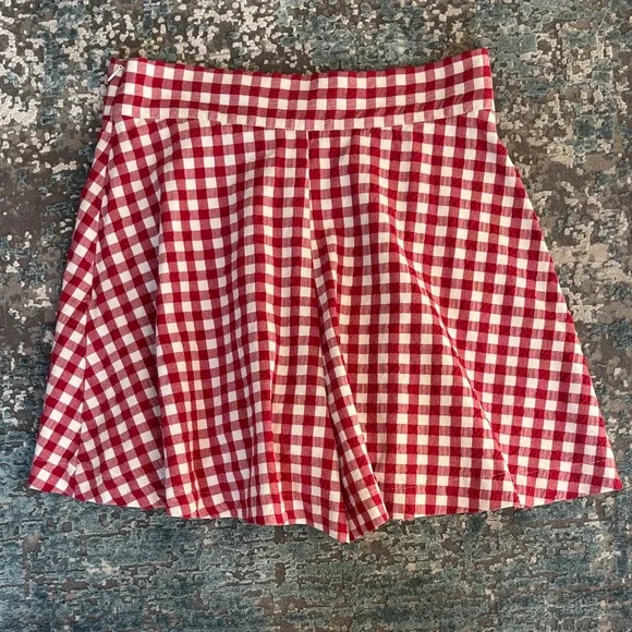 ZARA Gingham Pleated Skort Red & White Check Size S - Picture 6 of 11